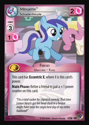 Size: 358x500 | Tagged: safe, enterplay, minuette, twinkleshine, pony, unicorn, g4, marks in time, my little pony collectible card game, ccg, filly, filly minuette, merchandise, quote