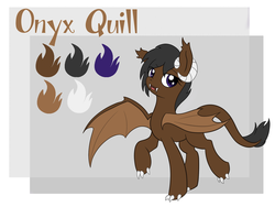 Size: 1024x768 | Tagged: safe, artist:themochapony, oc, oc only, oc:onyx quill, dracony, hybrid, claws, horns, reference sheet, solo