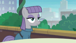 Size: 500x281 | Tagged: safe, screencap, maud pie, earth pony, pony, g4, season 6, the gift of the maud pie, animated, blinking, cute, expressionless face, female, gif, mare, maud being maud, maud pie may or may not be amused, sitting, solo