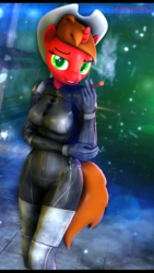 Size: 1080x1920 | Tagged: safe, artist:alcohors, oc, oc only, oc:essy ferguson, anthro, 3d, battle suit, cigarette, female, rule 63, smoking, solo, source filmmaker, thigh boots
