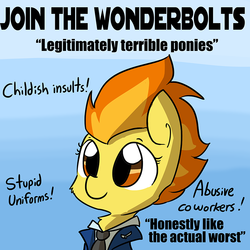 Size: 825x825 | Tagged: safe, artist:tjpones, spitfire, pegasus, pony, g4, newbie dash, adventure in the comments, clothes, cute, cutefire, debate in the comments, dialogue, female, mare, necktie, parody, shaming, shirt, smiling, solo, truth, wonderbolts