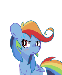 Size: 1000x1200 | Tagged: safe, artist:turtlefarminguy, rainbow dash, g4, my little pony: friendship is magic, newbie dash, alternate hairstyle, blushing, care mare, female, solo, stare