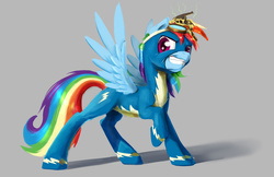 Size: 1280x828 | Tagged: safe, artist:silfoe, rainbow dash, pony, g4, newbie dash, banana peel, female, goggles, grin, looking at you, rainbow trash, raised hoof, solo, speedpaint, wonderbolts uniform