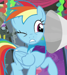 Size: 757x843 | Tagged: safe, screencap, rainbow dash, g4, newbie dash, animated, female, loop, megaphone, this will end in deafness, this will end in pain, yelling