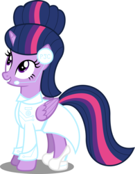 Size: 7049x9059 | Tagged: safe, artist:atomicmillennial, part of a set, twilight sparkle, alicorn, pony, g4, absurd resolution, alternate hairstyle, alternate universe, clothes, female, flash puppet, future, headset, looking up, mare, ponies of the future, shoes, simple background, solo, transparent background, twilight sparkle (alicorn)