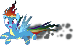 Size: 3404x2082 | Tagged: safe, artist:vector-brony, rainbow dash, pegasus, pony, g4, newbie dash, dazed, female, high res, inkscape, mare, open mouth, rainbow crash, shocked, signature, simple background, singed, solo, that was fast, transparent background, vector, wonderbolts uniform