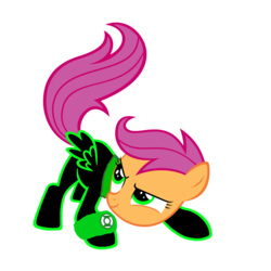 Size: 1152x1152 | Tagged: safe, artist:motownwarrior01, artist:stabzor, scootaloo, g4, female, green lantern, simple background, solo, transparent background, vector, wristband