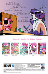 Size: 900x1384 | Tagged: safe, artist:andy price, idw, pinkie pie, rarity, g4, spoiler:comic, spoiler:comic42, preview