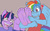 Size: 928x573 | Tagged: safe, artist:arcadias, artist:caroo, rainbow dash, twilight sparkle, anthro, plantigrade anthro, g4, barefoot, colored sketch, devil heart, dusk shine, feet, fetish, foot blush, foot fetish, foot focus, rainbow blitz, rule 63, ship:duskblitz, shipping, sketch, soles, tickle fetish, tickle torture, tickling