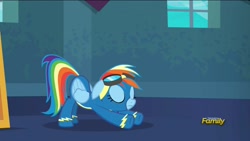 Size: 1920x1080 | Tagged: safe, screencap, rainbow dash, g4, newbie dash, discovery family logo, iwtcird, wonderbolts uniform