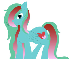 Size: 788x652 | Tagged: artist needed, safe, oc, oc only, pony, female, hair over one eye, heart, long mane, long tail, mare, multicolored hair, smiling, solo