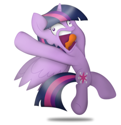 Size: 2624x2700 | Tagged: safe, artist:bubbly-storm, twilight sparkle, alicorn, pony, g4, bipedal, female, high res, mare, open mouth, screaming, simple background, solo, transparent background, twilight sparkle (alicorn)