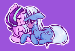 Size: 686x468 | Tagged: safe, artist:ponycide, starlight glimmer, trixie, pony, unicorn, g4, crying, duo, female, lesbian, mare, ship:startrix, shipping