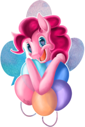 Size: 667x1000 | Tagged: safe, artist:sirens-voice, pinkie pie, g4, balloon, female, open mouth, simple background, solo, transparent background
