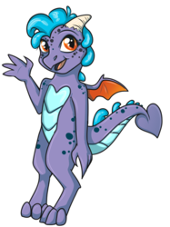 Size: 500x669 | Tagged: safe, artist:scynthias, oc, oc only, oc:princess pepper, dragon, female, offspring, parent:princess ember, parent:spike, parents:emberspike, simple background, solo, transparent background, waving