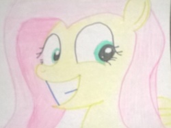 Size: 1398x1048 | Tagged: safe, artist:toyminator900, fluttershy, g4, faic, female, smiling, solo, traditional art