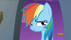 Size: 960x540 | Tagged: safe, screencap, rainbow dash, g4, newbie dash, animated, discovery family logo, female, floppy ears, frown
