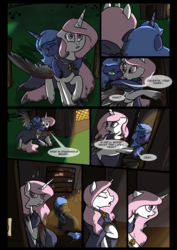 Size: 1240x1754 | Tagged: safe, artist:lunarcakez, princess celestia, princess luna, comic:the origins of hollow shades, g4, blood, comic, pink-mane celestia, royal sisters, younger