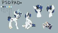 Size: 3840x2160 | Tagged: safe, artist:chocori, oc, oc only, oc:psdpad, camera, controller, high res, reference sheet