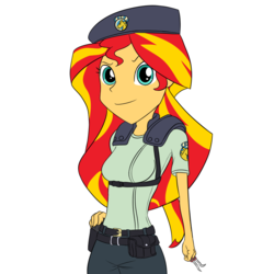 Size: 1000x1000 | Tagged: safe, artist:a_simplepony, sunset shimmer, equestria girls, g4, clothes, cosplay, costume, female, jill valentine, resident evil, solo, stars(resident evil)