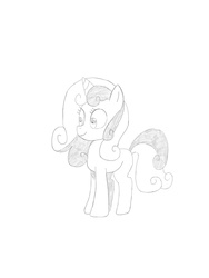 Size: 960x1280 | Tagged: dead source, safe, artist:pentrig, sweetie belle, pony, unicorn, g4, cute, female, monochrome, older, simple background, sketch, solo, white background