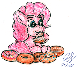 Size: 1641x1437 | Tagged: safe, artist:heromewtwo, pinkie pie, g4, cute, diabetes, donut, female, food, solo