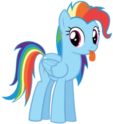 Size: 789x862 | Tagged: safe, artist:cre8ivewing, edit, edited screencap, screencap, rainbow dash, pegasus, pony, g4, newbie dash, alternate hairstyle, background removed, behaving like pinkie pie, dynamic dash, female, mare, simple background, solo, tongue out, transparent background