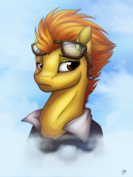Size: 3000x4000 | Tagged: safe, artist:lupiarts, spitfire, g4, bust, female, goggles, high res, necktie, portrait, solo, unimpressed