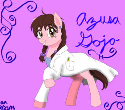 Size: 800x703 | Tagged: safe, artist:fallenangel5414, azusa gojo, clothes, godzilla (series), lab coat, ponified