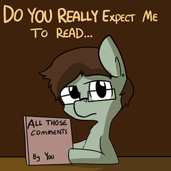 Size: 726x726 | Tagged: safe, artist:tjpones, oc, oc only, oc:tjpones, earth pony, pony, book, bust, ear piercing, earring, glasses, looking at you, male, meta, parody, piercing, reaction image, solo, stallion