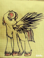Size: 1224x1632 | Tagged: source needed, safe, artist:алёна есликова, oc, oc only, oc:hellfire, pegasus, pony, graph paper, lined paper, russia, solo, traditional art, unshorn fetlocks