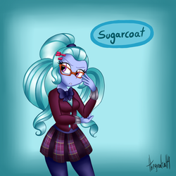 Size: 1024x1024 | Tagged: safe, artist:queentigrel, sugarcoat, equestria girls, g4, my little pony equestria girls: friendship games, female, glasses, solo