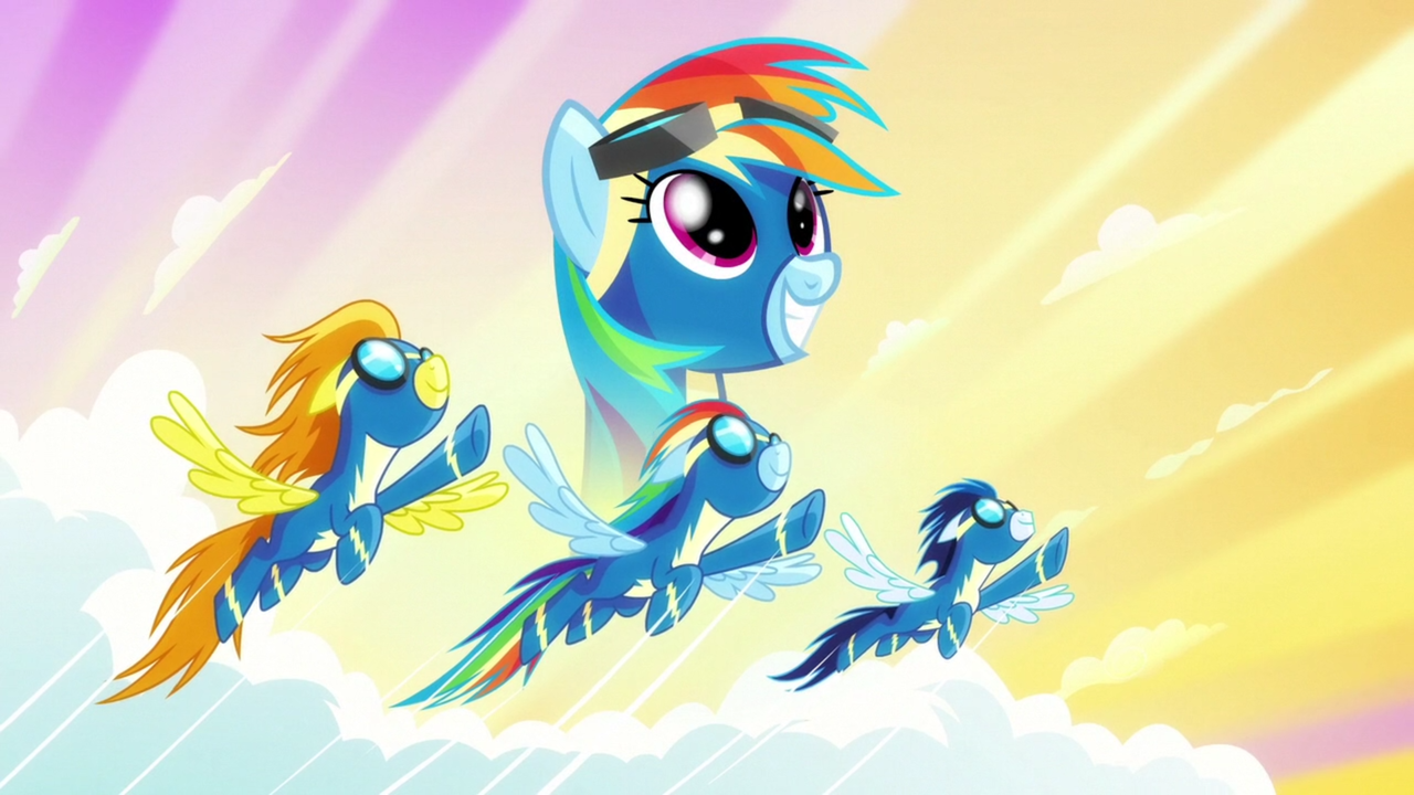 #1149542 - safe, screencap, rainbow dash, soarin', spitfire, pony ...