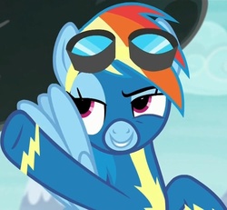 Size: 778x718 | Tagged: safe, screencap, rainbow dash, g4, my little pony: friendship is magic, newbie dash, avatar, female, goggles, solo, wonderbolts uniform