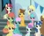 Size: 426x348 | Tagged: safe, screencap, bubblemint, cherry cream, coco crusoe, derpy hooves, roseluck, sundown skies, toffee swirl, tootsie flight, alicorn, pony, g4, newbie dash, alicornified, alternate hairstyle, animation error, background pony, background pony audience, female, filly, male, mare, race swap, rosecorn, spot the alicorn, stallion, unnamed character, unnamed pony