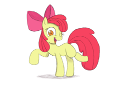 Size: 1156x811 | Tagged: dead source, safe, artist:pentrig, apple bloom, earth pony, pony, g4, colored sketch, female, open mouth, simple background, sketch, solo, white background, wink