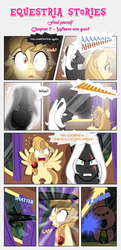 Size: 1919x3965 | Tagged: safe, artist:estories, oc, oc only, oc:alice goldenfeather, oc:möbius, giant spider, pegasus, pony, unicorn, comic:find yourself, g4, comic, scar