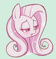 Size: 1134x1198 | Tagged: safe, artist:hearlesssoul, fluttershy, pegasus, pony, g4, bedroom eyes, blushing, bust, female, open mouth, portrait, simple background, solo