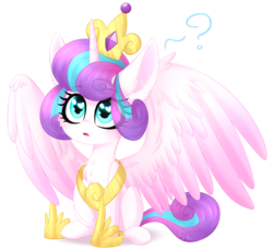 Size: 4665x4265 | Tagged: safe, artist:starlet8228, princess flurry heart, g4, absurd resolution, accessory swap, chest fluff, female, heart eyes, simple background, sitting, solo, spread wings, transparent background, wingding eyes