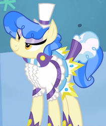 Size: 512x608 | Tagged: safe, screencap, sapphire shores, earth pony, pony, for whom the sweetie belle toils, g4, my little pony: friendship is magic, clothes, female, mare, solo