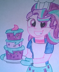 Size: 1494x1825 | Tagged: safe, artist:toyminator900, starlight glimmer, equestria girls, g4, cake, equestria girls-ified, female, food, solo, traditional art
