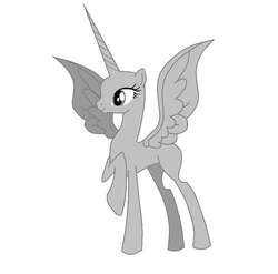 Size: 900x889 | Tagged: safe, artist:colossalstinker, princess luna, oc, alicorn, pony, g4, alicorn oc, bald, base, female, simple background, solo, ultimate luna, white background