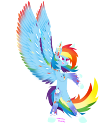 Size: 1024x1170 | Tagged: safe, artist:vanillaswirl6, rainbow dash, pony, g4, bipedal, female, open mouth, rainbow power, simple background, solo, transparent background