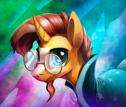 Size: 900x765 | Tagged: safe, artist:tsitra360, sunburst, g4, the crystalling, cape, clothes, cute, glasses, goatee, looking at you, male, smiling, solo