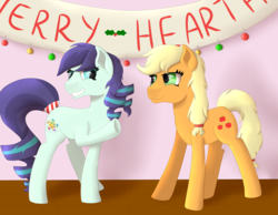 Size: 4500x3500 | Tagged: safe, artist:fia94, applejack, coloratura, pony, g4, advent calendar, hearth's warming eve, high res