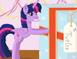 Size: 4500x3500 | Tagged: safe, artist:fia94, twilight sparkle, alicorn, pony, g4, advent calendar, female, high res, mare, present, solo, twilight sparkle (alicorn)