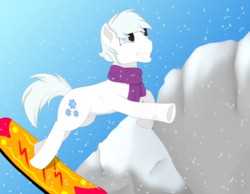 Size: 4500x3500 | Tagged: safe, artist:fia94, double diamond, pony, g4, advent calendar, clothes, high res, male, scarf, skiing, solo