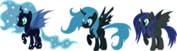 Size: 1939x555 | Tagged: safe, artist:colossalstinker, oc, oc only, hybrid, interspecies offspring, magical lesbian spawn, offspring, parent:nightmare moon, parent:queen chrysalis, parents:chrysmoon, simple background, transparent background