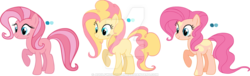 Size: 1024x312 | Tagged: safe, artist:colossalstinker, oc, oc only, magical lesbian spawn, offspring, parent:fluttershy, parent:pinkie pie, parents:flutterpie, simple background, transparent background, watermark