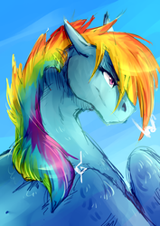 Size: 3508x4961 | Tagged: safe, artist:thelionmedal, rainbow dash, g4, absurd resolution, bust, female, solo